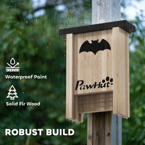 PawHut Bat Boxes, Pack of 3 Wooden Bat Houses for Outdoor, Garden, Farm, Easy for Bat to Land and Roost, Designed to Attract Bats & Easy to Hang, 18 x 6 x 22.5 cm