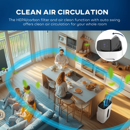 HOMCOM 20L/Day Dehumidifier with Air Purifier and HEPA Filter, 24H Timer, 4 Modes, Electric Moisture Air Dehumidifier for Home Laundry Basement, White