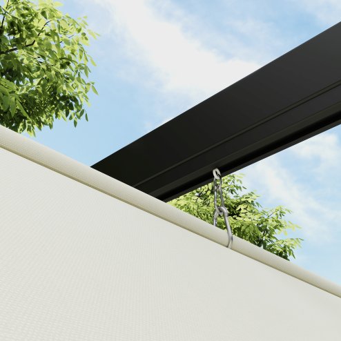 Outsunny 2 x 3(m) Lean To Pergola with Retractable Roof, Wall Mounted Garden Gazebo Outdoor Sun Shade Shelter for Patio, Khaki