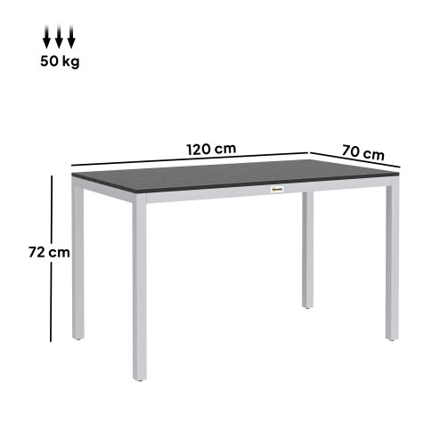 Outsunny Garden Dining Table for 4-6, 120 x 70 cm Outdoor Patio Table with Rust-Resistant Aluminium Frame, Easy Maintenance Slatted Top for Patio, Terrace, Balcony, Black