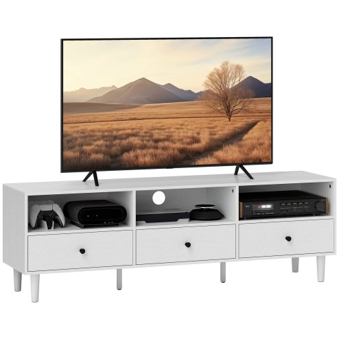 HOMCOM 140cm TV Stand Cabinet, Modern TV Unit Console Table for up to 75