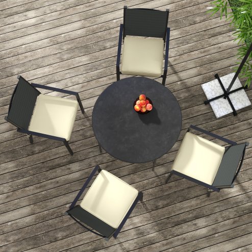 Outsunny Set of 4 Outdoor Seat Cushions with Ties, Water Repellent Seat Pads for Garden Patio Kitchen Office Chairs, Beige