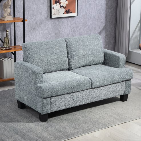 HOMCOM 2 Seater Sofa, Loveseat Sofa with Removable Back Cushions, Chenille Fabric Small Couch Settee with S-springs for Living Room, Bedroom, Home Office, Light Grey