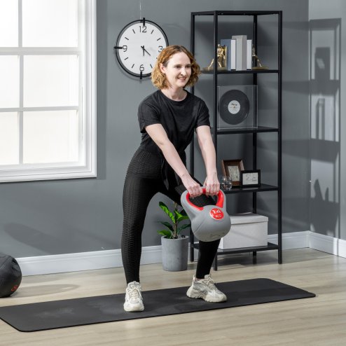 SPORTNOW Kettlebell, 14kg Kettle Bells with Handle for Home Gym Weight Lifting and Strength Training, Red and Grey