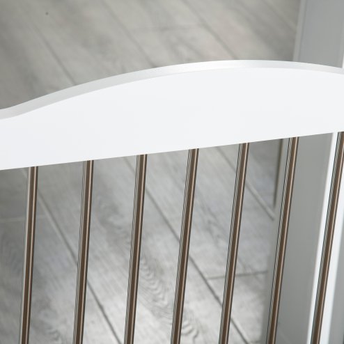 PawHut Foldable Dog Gate, Freestanding Pet Gate, Dog Barrier with Two Support Feet, for Doorways, Stairs, Halls - White