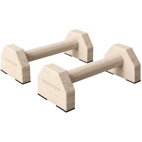 SPORTNOW Push up Handles, Wooden Parallettes Bars with Non-Slip Base, Calisthenics Equipment for Home, Gym, Fitness, Exercise