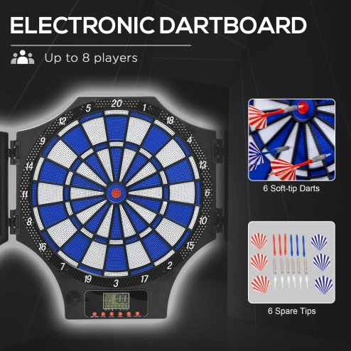 SPORTNOW Electronic Dartboard Set with 31 Games, 285 Programs, Cabinet, 6 Soft Tip Darts, 6 Spare Tips, LCD Scoring Indicator for Party, Game Night, Gift
