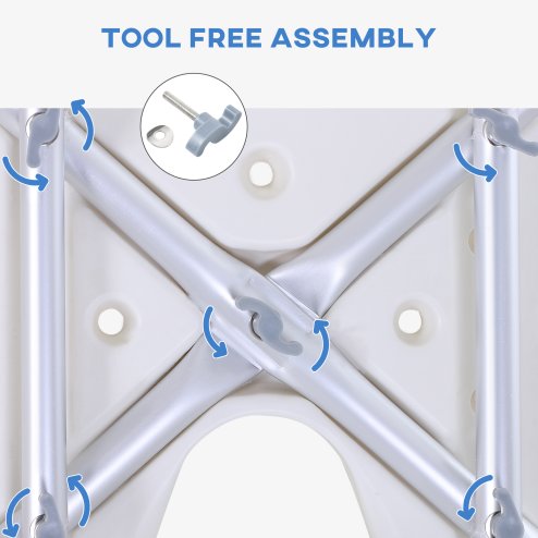 HOMCOM 8-Level Height Adjustable Bath Stool Spa Shower Chair Aluminum w/ Non-Slip Feet, Handle for the Pregnant, Old, Injured