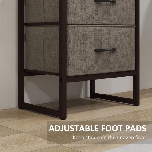 HOMCOM Industrial Bookshelf, Slim Storage Shelf with 2 Fabric Drawers and 4-tier Shelving Unit, Narrow Display Rack for Living Room, Home Office, Rustic Brown