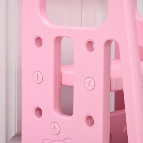 HOMCOM Kids Step Stool, Adjustable Standing Platform, Toddler Kitchen Stool , Standing Tower for Kids, Kitchen Counter with Three Adjustable Heights - Pink