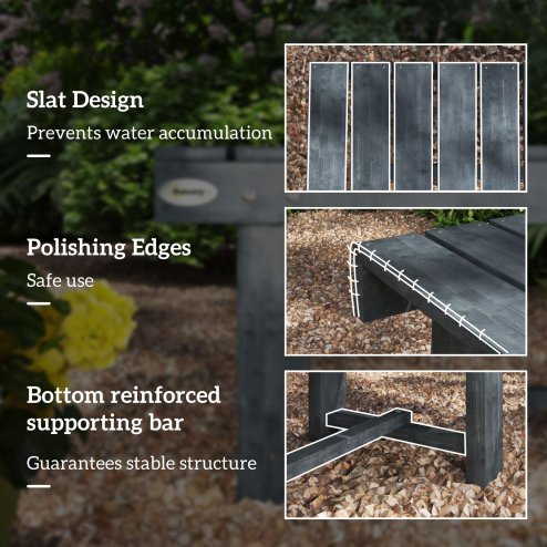 Outsunny 1 Piece 2-seater Outdoor Indoor Wooden Garden Bench Fir Patio Loveseat, 110L x 38W x 35Hcm, Grey