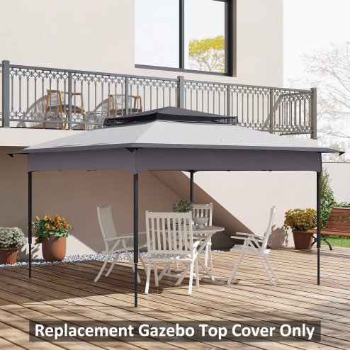 Outsunny Gazebo for 3.25m x 3.25m Frame, 2 Tier Gazebo Cover, UV Protection, Grey