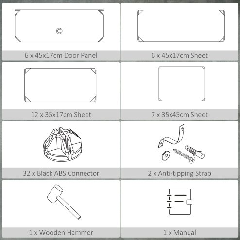 HOMCOM 6-Tier Shoe Rack Organiser, Stackable Storage Boxes with Doors, Shoe Storage Cabinet for Living Room, Entryway, Hallway, Black