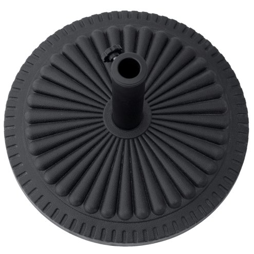 Outsunny 14kg Round Cement Parasol Base Umbrella Weight Stand Holder Fits 35mm, 38mm, 48mm Pole for Patio Outdoor Garden - Black