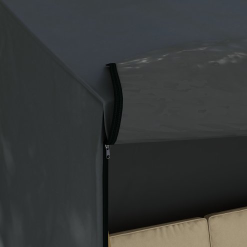 Outsunny 3 Seater Garden Swing Cover, Waterproof Swing Chair Cover, Windproof and Anti-UV 420D Outdoor Swing Bench Cover with Zip, 220 x 125 x 172cm, Black