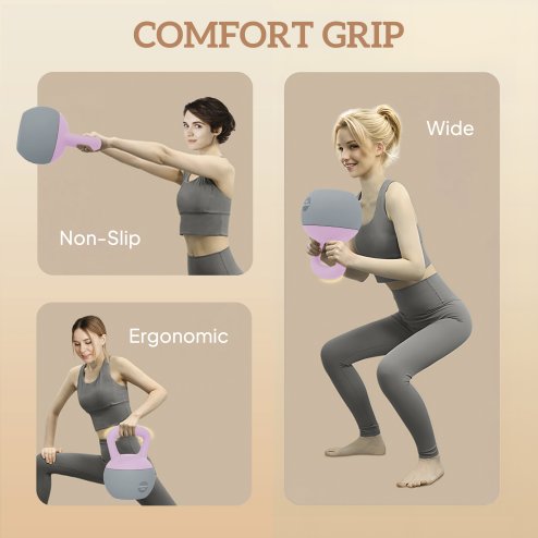 SPORTNOW Soft Kettlebell, 12kg Kettle Bell with Non-Slip Handle for Home Gym Weight Lifting and Strength Training, Purple and Grey