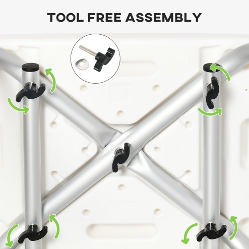 HOMCOM Shower Chair for the Elderly and Disabled, 6-Level Height Adjustable Shower Stool with Backrest, Curved Seat, Anti-slip Foot Pads and Shower Head Holder