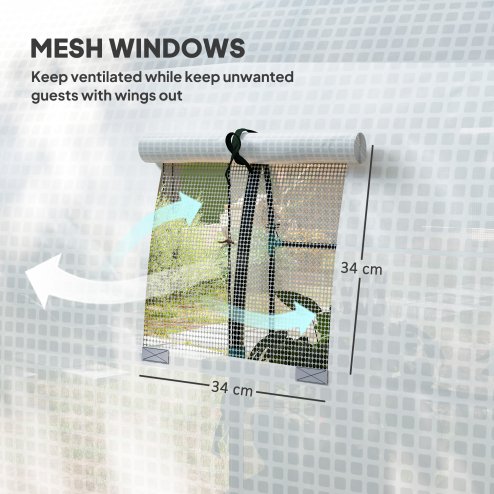 Outsunny 1.8 x 1.8 x 2m Polytunnel Greenhouse with Doors and Mesh Windows, Walk-in Grow House Tent with UV-resistant PE Cover and Steel Frame, White