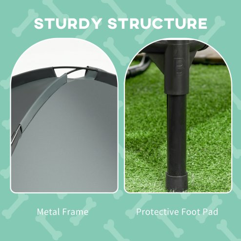 PawHut Raised Dog Bed Waterproof Elevated Pet Cot with Breathable Mesh UV Protection Canopy Grey, for Small Dogs, 61 x 46 x 62cm