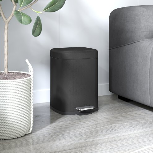 HOMCOM 12 Litre Pedal Bin, Fingerprint Proof Kitchen Rubbish Bin with Soft-close Lid, Foot Pedal and Removable Inner Bucket for Recycling and Waste