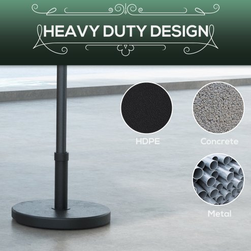 Outsunny 15kg Concrete Parasol Base, Heavy Duty Patio Umbrella Stand with Grip Handle, 46.5cm Round Garden Parasol Holder for 24 to 38mm Poles, Black