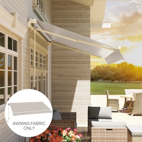 Outsunny Awning Replacement Canopy, Water Resistant UPF 50+ Sun Shade Cover for 3 x 2.5 m Garden Awning (Fabric Only), Cream White