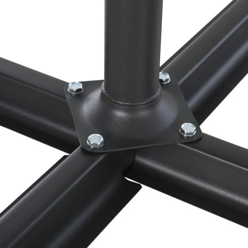 Outsunny 4PCs Fillable Parasol Base Weights with Steel Cross Base, HDPE Garden Umbrella Stand 60L Water or 72kg Sand Filled Weights Plastic Black