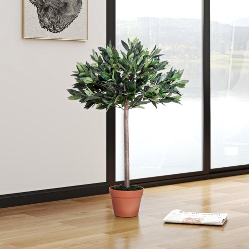 Outsunny 3ft Artificial Olive Tree Indoor Plant Greenery for Home Office Potted in An Orange Pot