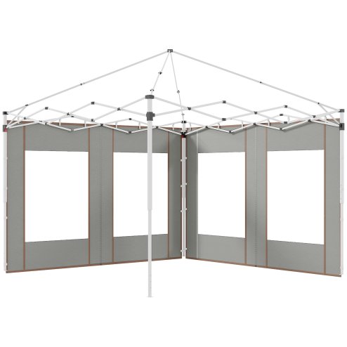 Outsunny Gazebo Side Panels with Zipped Doors and Windows, for 3x3(m) or 3x6m Pop Up Gazebo, 2 Pack Sides Replacement, Grey