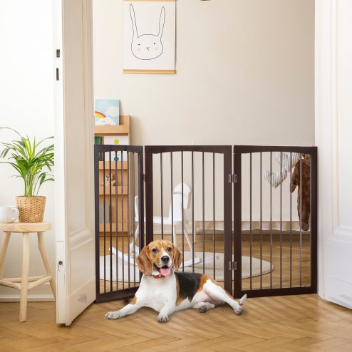 PawHut 3 Panel Stair Gate Foldable Dog Door Gate Indoor Free Standing Safety Gate Pet Barrier 76cm Height