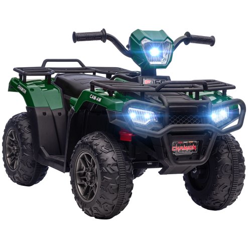 HOMCOM 12V Electric Quad Bike for Kids, Ride-On Car w/ Forward, Reverse Functions, Music, LED Headlights, for Ages 3-5 Years - Green