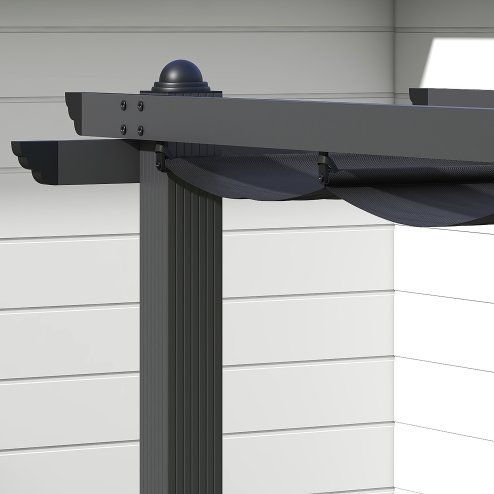 Outsunny 3 x 3(m) Pergola with Retractable Roof, Aluminium Frame Garden Gazebo Canopy Outdoor Sun Shade Shelter for Grill, Patio, Deck, Dark Grey