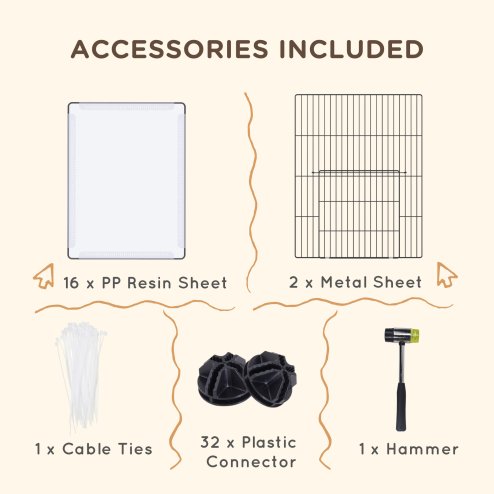 PawHut Pet Playpen, DIY Small Animal Cage, 18 Panels Portable Metal Fence, for Guinea Pigs, Hedgehogs, 175 x 70 x 45cm - White