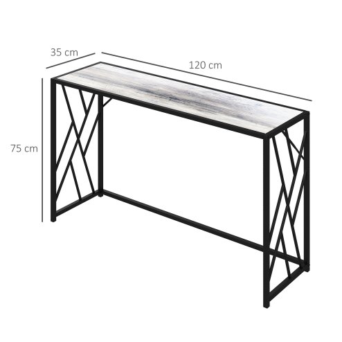 HOMCOM Console Table, Industrial Sofa Table with Metal Frame for Living Room, Hallway, 120cm, Grey