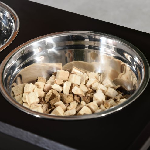 PawHut Raised Dog Bowl Feeding Bowls with Stand for Medium Dogs Elevated Pet Bowls Water Food Feeder 58L x 31W x 25H cm - Brown