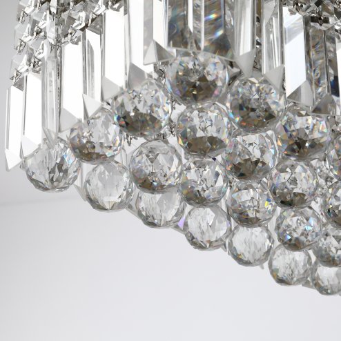 HOMCOM Modern Crystal Ceiling Light Square Crystal Chandelier for Living Room, Dining Room, Hall, E14 Base, Silver, 80 x 25 x 23cm