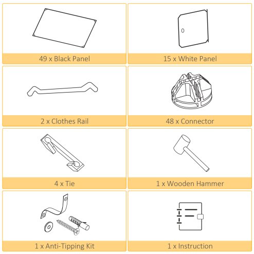 HOMCOM Portable Wardrobe for Bedroom, 15 Cube Closet with Hanging Rail, Modular Storage Cabinet, Plastic Armoire for Space Saving, White and Black