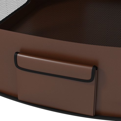 PawHut Dog Pen, Pet Playpen, Portable Foldable Dog Cat Playpen Soft Pet Cage with Storage Bag for Puppies, Rabbits, Kittens, Guinea Pigs, 114 x 89 x 59cm - Brown