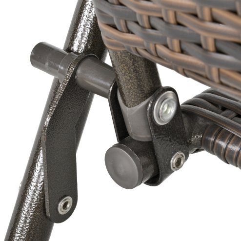 Outsunny Folding Garden Chairs Set of 4, PE Rattan Garden Dining Chairs with Armrests, High Back and Steel Frame, Weather Resistant Outdoor Dining Furniture for Patio, Balcony, Brown