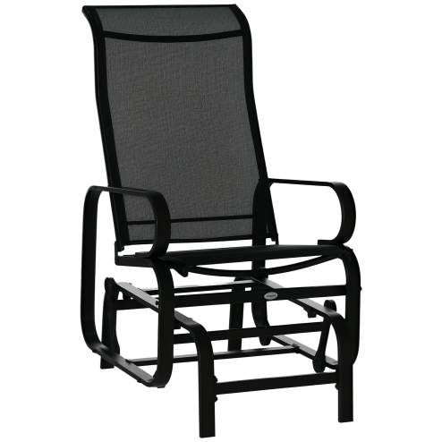 Outsunny Outdoor Gliding Rocking Chair with Sturdy Metal Frame Garden Comfortable Swing Chair for Patio, Garden and Poolside, Black