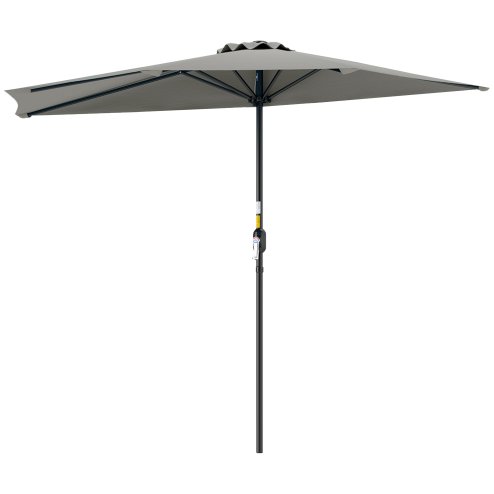 Outsunny 2.7m Garden Half Parasol, Outdoor Balcony Umbrella with 5 Steel Ribs, Patio Sun Shade, Light Grey