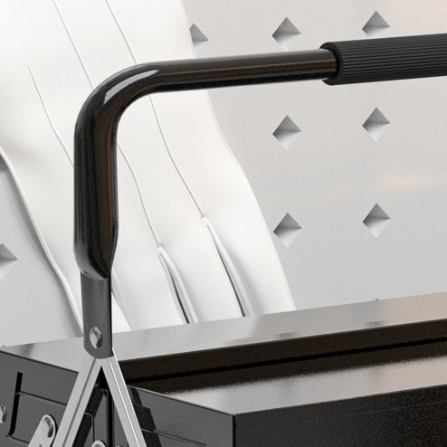 DURHAND Metal Tool Box 3 Tier 5 Tray Professional Portable Storage Cabinet Workshop Cantilever Toolbox with Carry Handle, 56cmx20cmx34cm, Black