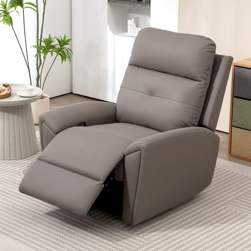HOMCOM Recliner Armchair, Manual Reclining Chair with Adjustable Leg Rest and Reclining Functions, Modern Microfibre Overstuffed Lounge Seating for Living Room, Bedroom, Grey