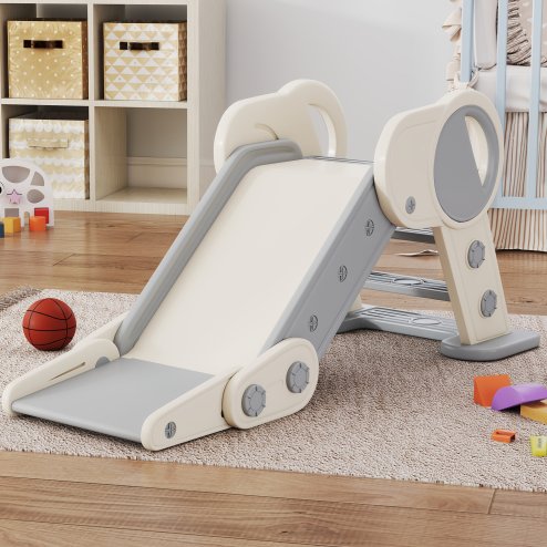 AIYAPLAY Kids Slide Freestanding Toddler Slide Foldable for Indoor Outdoor 1.5-3 Years Old, Grey