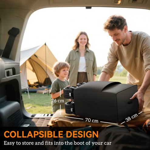 Outsunny 110L Festival Trolley on Wheels, Folding Camping Trolley Cart with Telescopic Handle, Carry Bag and All-Terrain Big Wheels, for Garden, Beach, Fishing, Black