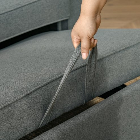 HOMCOM 2 Seater Pull Out Sofa Bed, Fabric Click Clack Sofa Bed with Wood Legs, Convertible Sleeper Couch for Living Room, Guest Room, Grey