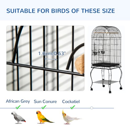PawHut Bird Cage Budgie Cage Large Aviary for Parrot Finch Cockatiel with Stand, Shelf, Top Access