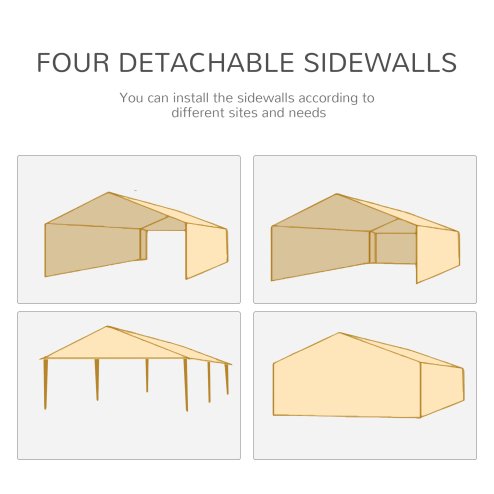 Outsunny 6 x 3(m) Gazebo Canopy Party Tent with 6 Removable Side Walls for Outdoor Event with Windows and Doors, White