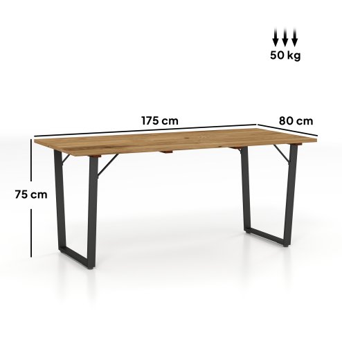 Outsunny Garden Table with Parasol Hole, 175 x 80 cm Rectangle Outdoor Dining Table for 6 with 5 cm Parasol Hole and Wood Slatted Top for Balcony, Terrace, Brown