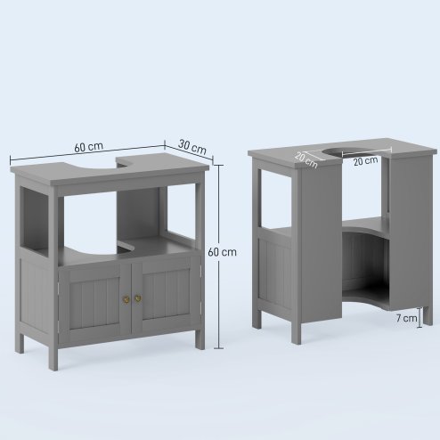 kleankin Pedestal Under Sink Cabinet with Double Doors, Modern Bathroom Vanity Storage Unit with Shelves